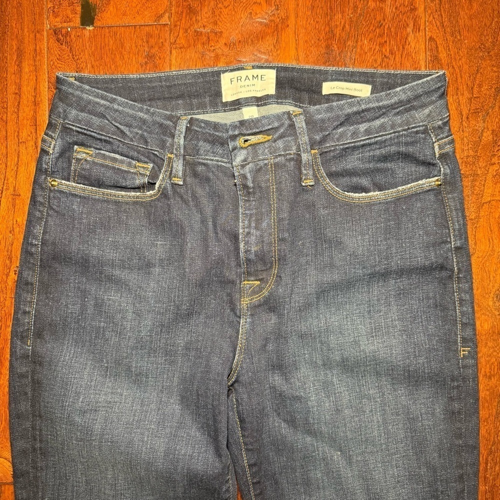 FRAME Le Crop Mini Boot Leg Snap Ankle Jean Size 28 Meribel Wash - Picture 2 of 14